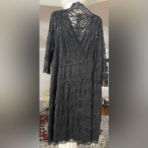 Marina women’s size 22 black lace Embellished, tiered stretch formal dress.